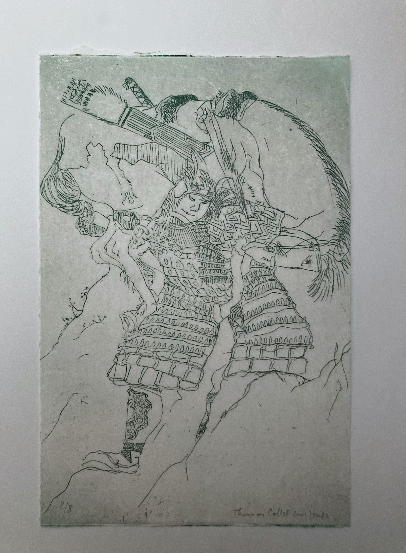 « Le samouraï Hatakeyama Shigetada portant son cheval » d’après Hokusai