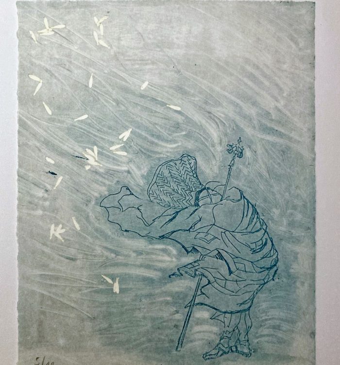 Vent soudain – le garde – d’après Hokusai